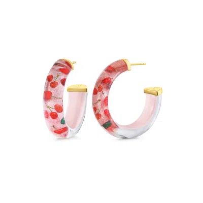 Gold & Honey Women's Pink / Purple / Gold Cherry On Top Lucite Hoops