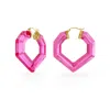 Gold & Honey Women's Pink / Purple / Gold Heart Gemstone Lucite Hoop Earrings In Pink