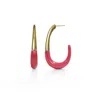 Gold & Honey Women's Pink / Purple / Gold J Hoop Earrings In Pink Flamingo In Gold