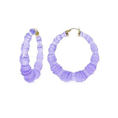 Gold & Honey Women's Pink / Purple / Gold Periwinkle Lucite Bamboo Hoop Earrings In Multi
