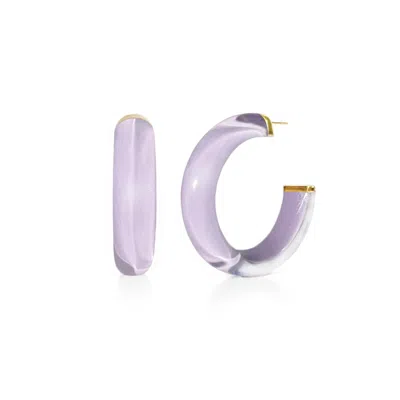Gold & Honey Women's Pink / Purple / Gold Small Illusion Hoops In Lavender In Multi