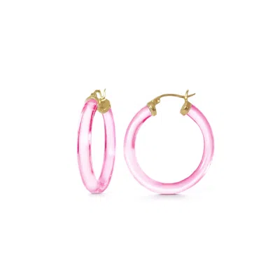 Gold & Honey Women's Pink / Purple / Gold Thin Kate Hoops In Pink