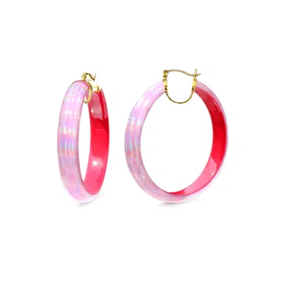 Gold & Honey Women's Pink / Purple Large Lucite Iridescent Hoops - Pink & Purple