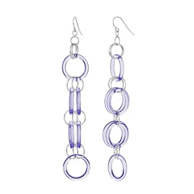 Gold & Honey Women's Pink / Purple / Silver Purple Circle Links Drop & Dangle Earrings