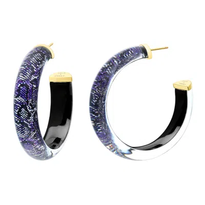 Gold & Honey Women's Pink Snake Skin Medium Illusion Hoops In Multi