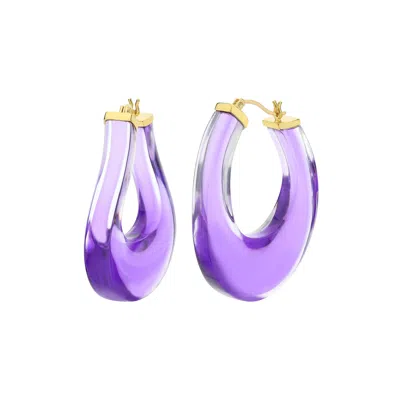 Gold & Honey Women's Purple Medium Twisted Horseshoe Lucite Hoops