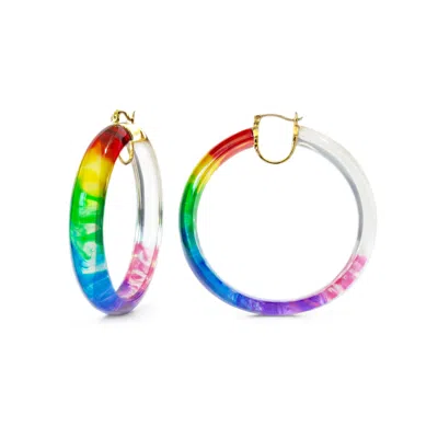 Gold & Honey Women's Rainbow Tie Dye Hoop Earrings