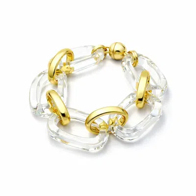 Gold & Honey Women's Rectangle Lucite Bracelet In Clear In White