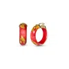 Gold & Honey Women's Red / Gold Gold Leaf Huggie Hoop Earrings In Red