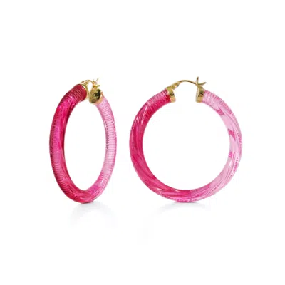 Gold & Honey Women's Red / Gold / Pink Pink Ombre Hoop Earrings In Multi