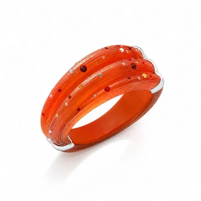 Gold & Honey Women's Red Graduated Confetti Bangle In Orange