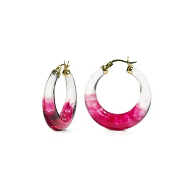Gold & Honey Women's Red Ombre Graduated Lucite Hoop Earrings In Pink