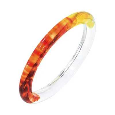 Gold & Honey Women's Red / Yellow / Orange Tie Dye Slip On Bangle In Red And Yellow In Brown