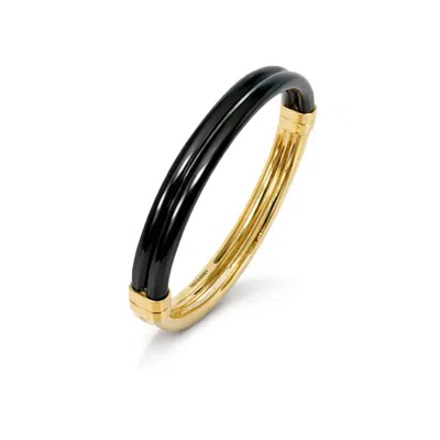 Gold & Honey Women's Ridge Lucite Hinge Bangle In Black