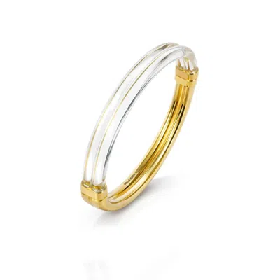 Gold & Honey Women's Ridge Lucite Hinge Bangle In Clear In Gold