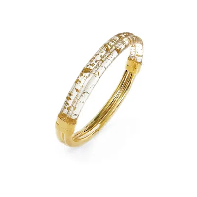 Gold & Honey Women's Ridge Lucite Hinge Bangle In Gold Leaf