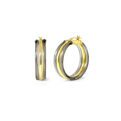 Gold & Honey Women's Ridge Lucite Hoop Earrings In Blackberry In Gold
