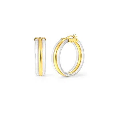 Gold & Honey Women's Ridge Lucite Hoop Earrings In Clear In Orange