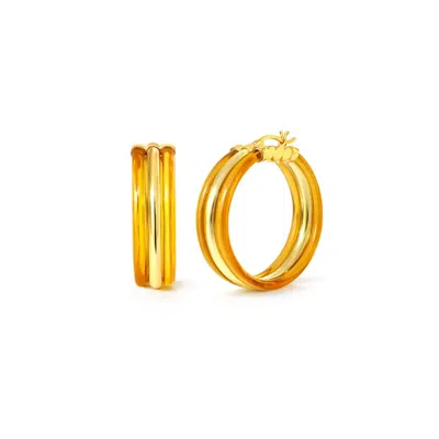 Gold & Honey Women's Ridge Lucite Hoop Earrings In Honey In Gold