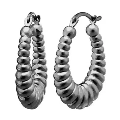 Gold & Honey Women's Scalloped Hoops In Black In Pattern