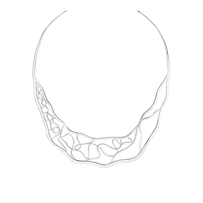 Gold & Honey Women's Silver Abstract Cuff Choker