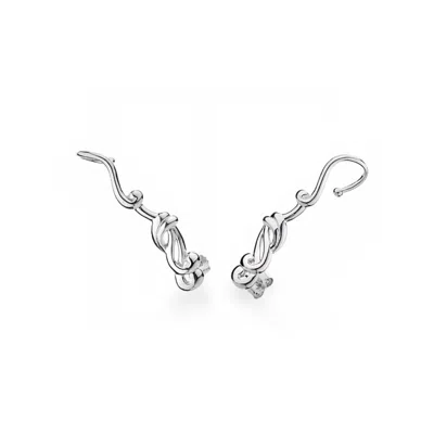 Gold & Honey Women's Silver Abstract Swirl Ear Climbers