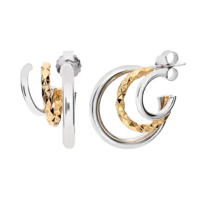 Gold & Honey Women's Silver And Gold Two-tone Triple Hoops