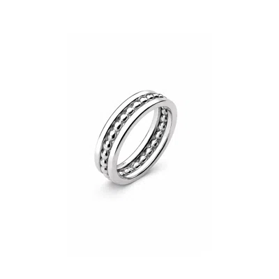 Gold & Honey Women's Silver Beaded Band Ring