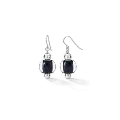 Gold & Honey Women's Silver / Black Bead Drop Earrings In Black And Silver