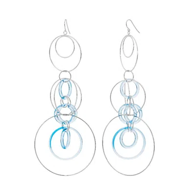 Gold & Honey Women's Silver / Blue Blue & Silver Extra Long Drop Earrings