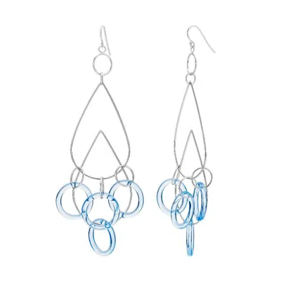 Gold & Honey Women's Silver / Blue Blue & Silver Rain Drop Dangle Earrings In Multi