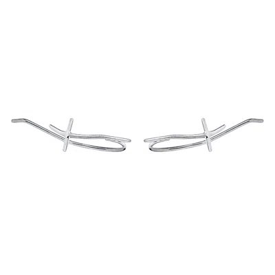 Gold & Honey Women's Silver Cross Ear Climbers