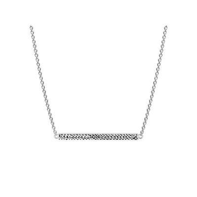 Gold & Honey Women's Silver Diamond Cut Bar Necklace