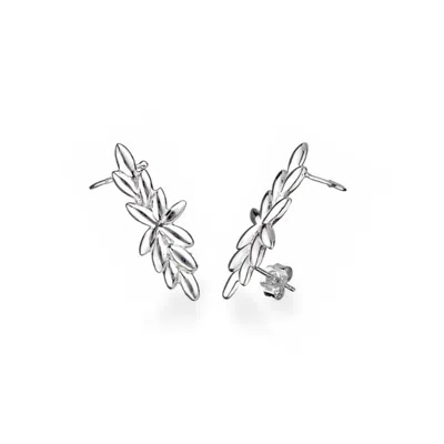 Gold & Honey Women's Silver Flower Ear Climber
