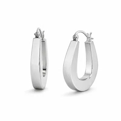 Gold & Honey Women's Silver Geometric Teardrop Hoop Earrings