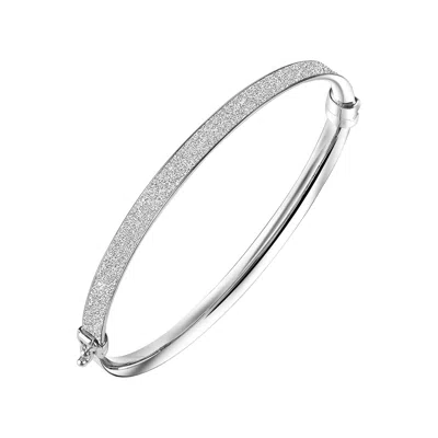 Gold & Honey Women's Silver Glitter Hinged Bangle In White