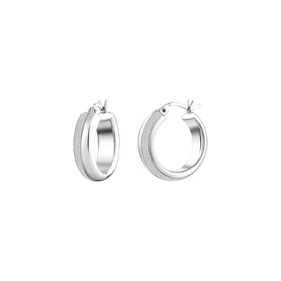 Gold & Honey Women's Silver Glitter Huggie Hoops In Multi
