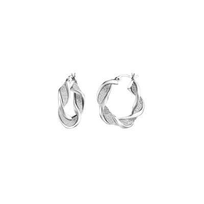 Gold & Honey Women's Silver Glitter Twist Hoops