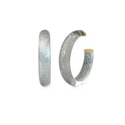 Gold & Honey Women's Silver / Gold Medium Illusion Hoops In Silver Pixie In Multi