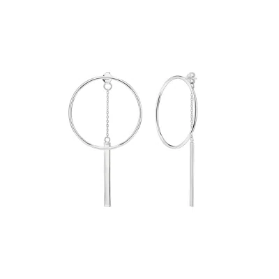 Gold & Honey Women's Silver Interchangeable Circle Drop Earrings In Metallic