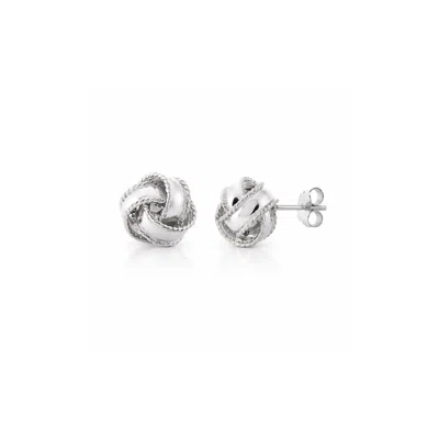 Gold & Honey Women's Silver Love Knot Stud Earrings