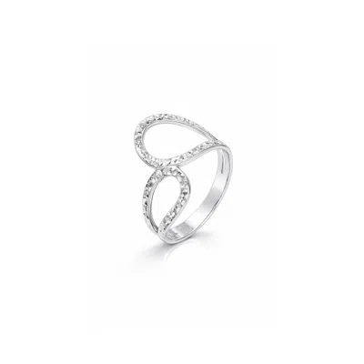 Gold & Honey Women's Silver Pear Wrap Diamond Cut Ring
