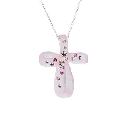 Gold & Honey Women's Silver / Pink Pink Bubble Cross With Swarovski Crystals In Pattern