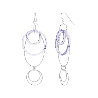 Gold & Honey Women's Silver / Pink / Purple Purple & Silver Oval Drop Earrings