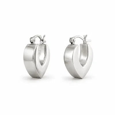 Gold & Honey Women's Silver Small Marquise Hoop Earrings