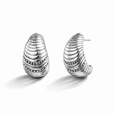 Gold & Honey Women's Silver Textured Teardrop Stud Earrings