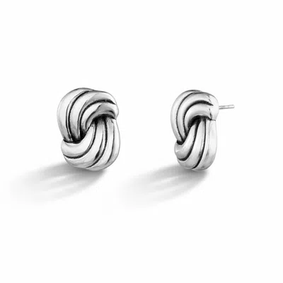 Gold & Honey Women's Silver Twisted Knot Stud Earrings