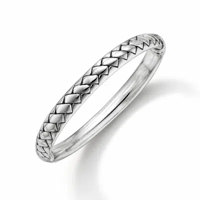 Gold & Honey Women's Silver Woven Texture Bangle Bracelet