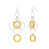 Gold & Honey Women's Silver / Yellow / Orange Orange & Silver Floral Drop Earrings