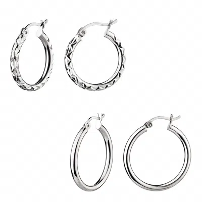 Gold & Honey Women's Small Hoop Earrings - Set Of 2 In Silver
